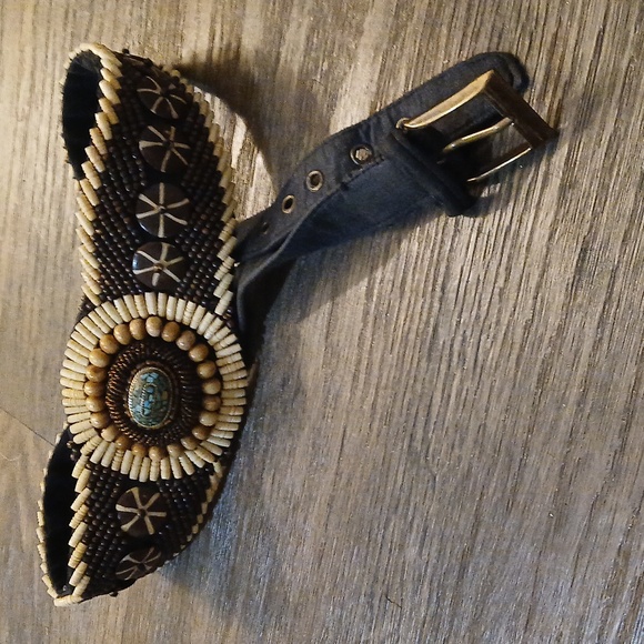 Vintage Handmade Natural Shells, Beads Coconut Shell Turquoise Belt. - Picture 10 of 11